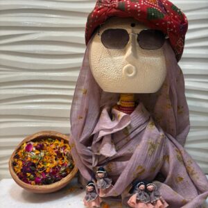 Shakuntala scarf in soft lilac natural sappanwood dye, lightweight cotton with Shakuntala doll tassels SewMuchBetter