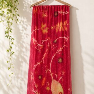 Patti scarf in warm pink sappanwood dyed Habutai silk with fallen leaf botanical eco prints and fish pattern - SewMuchBetter