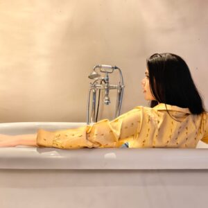 Rohida shirt in yellow bundle dyed Chanderi silk - limited edition GINTI collection - SewMuchBetter