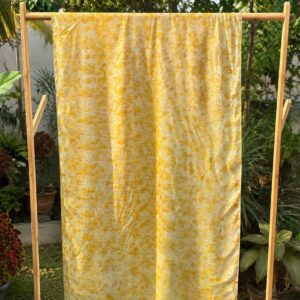 Phool scarf in white Habutai silk with golden yellow sacred temple marigold bundle dye petal prints and pink magenta flower tassels - SewMuchBetter