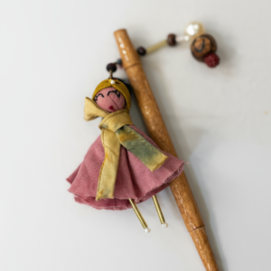 Handcrafted doll juda stick made from upcycled leftover fabric scraps - SewMuchBetter