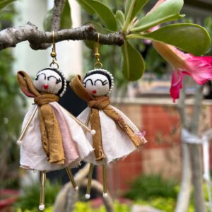 upcycled fabric doll earrings handmade SewMuchBetter