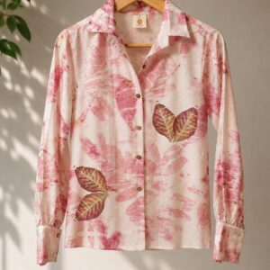Himalayan Yew shirt in white Chanderi silk eco printed limited edition of 5 - SewMuchBetter